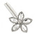 Large Glass Pearl, Clear Crystal Flower Hair Beak Clip/ Concord Clip In Rhodium Plated Metal - 90mm L - view 8