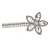 Large Glass Pearl, Clear Crystal Flower Hair Beak Clip/ Concord Clip In Rhodium Plated Metal - 90mm L - view 7