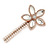 Large Glass Pearl, Clear Crystal Flower Hair Beak Clip/ Concord Clip In Rose Gold Tone - 90mm L - view 9