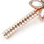 Large Glass Pearl, Clear Crystal Flower Hair Beak Clip/ Concord Clip In Rose Gold Tone - 90mm L - view 7