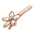 Large Glass Pearl, Clear Crystal Flower Hair Beak Clip/ Concord Clip In Rose Gold Tone - 90mm L - view 6