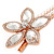 Large Glass Pearl, Clear Crystal Flower Hair Beak Clip/ Concord Clip In Rose Gold Tone - 90mm L - view 4