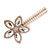 Large Glass Pearl, Clear Crystal Flower Hair Beak Clip/ Concord Clip In Rose Gold Tone - 90mm L - view 11
