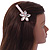 Large Glass Pearl, Clear Crystal Flower Hair Beak Clip/ Concord Clip In Rose Gold Tone - 90mm L - view 2