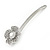 2 Bridal/ Prom Clear Crystal Flower Hair Grips/ Slides In Rhodium Plated Metal - 60mm Across - view 5