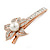 Large Glass Pearl, Clear Crystal Flower Hair Beak Clip/ Concord Clip In Rose Gold Tone - 85mm L - view 6