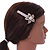 Large Glass Pearl, Clear Crystal Flower Hair Beak Clip/ Concord Clip In Rose Gold Tone - 85mm L - view 2