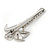Large Glass Pearl, Clear Crystal Flower Hair Beak Clip/ Concord Clip In Rhodium Plating - 85mm L - view 5