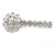Large Clear Crystal Flower Hair Beak Clip/ Concord Clip In Rhodium Plated Metal - 90mm L - view 6