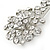 Large Clear Crystal Flower Hair Beak Clip/ Concord Clip In Rhodium Plated Metal - 90mm L - view 5