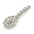 Large Clear Crystal Flower Hair Beak Clip/ Concord Clip In Rhodium Plated Metal - 90mm L - view 7