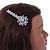 Large Clear Crystal Flower Hair Beak Clip/ Concord Clip In Rhodium Plated Metal - 90mm L - view 3