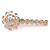 Large Clear Crystal Flower Hair Beak Clip/ Concord Clip In Rose Gold Tone - 90mm L - view 7