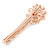 Large Clear Crystal Flower Hair Beak Clip/ Concord Clip In Rose Gold Tone - 90mm L - view 4