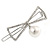 Silver Plated Clear Crystal White Glass Pearl Open Bow Hair Slide/ Grip - 50mm Across - view 7