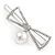 Silver Plated Clear Crystal White Glass Pearl Open Bow Hair Slide/ Grip - 50mm Across - view 8