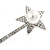 Pair Of Clear Crystal White Pearl Star Hair Slides In Rhodium Plating - 60mm L - view 4