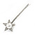 Pair Of Clear Crystal White Pearl Star Hair Slides In Rhodium Plating - 60mm L - view 6