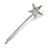 Pair Of Clear Crystal White Pearl Star Hair Slides In Rhodium Plating - 60mm L - view 5