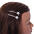 Pair Of Clear Crystal White Pearl Star Hair Slides In Rhodium Plating - 60mm L - view 3