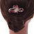 Statement Magenta/ Pink / AB Crystal Butterfly Side Comb In Gold Plated Metal - 95mm L - view 2