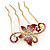 Statement Magenta/ Pink / AB Crystal Butterfly Side Comb In Gold Plated Metal - 95mm L - view 7