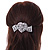 Bridal Wedding Prom Silver Tone Glass Pearl, Crystal Heart Barrette Hair Clip Grip - 90mm W - view 3