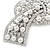 Bridal Wedding Prom Silver Tone Glass Pearl, Crystal Heart Barrette Hair Clip Grip - 90mm W - view 6