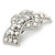 Bridal Wedding Prom Silver Tone Glass Pearl, Crystal Heart Barrette Hair Clip Grip - 90mm W - view 7