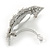 Bridal Wedding Prom Silver Tone Glass Pearl, Crystal Heart Barrette Hair Clip Grip - 90mm W - view 4