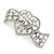 Bridal Wedding Prom Silver Tone Glass Pearl, Crystal Heart Barrette Hair Clip Grip - 90mm W - view 9