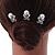 Bridal/ Wedding/ Prom/ Party Set Of 3 Rhodium Plated Clear Austrian Crystal Faux Pearl Hair Pins - view 3