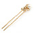 Bridal/ Wedding/ Prom/ Party Set Of 3 Gold Plated Clear Austrian Crystal Faux Pearl Hair Pins - view 8