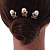 Bridal/ Wedding/ Prom/ Party Set Of 3 Gold Plated Clear Austrian Crystal Faux Pearl Hair Pins - view 3