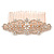 Clear Austrian Crystal Flowers and Twirls Side Hair Comb In Rose Gold Tone - 85mm - view 7