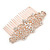 Clear Austrian Crystal Flowers and Twirls Side Hair Comb In Rose Gold Tone - 85mm - view 6