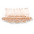 Clear Austrian Crystal Flowers and Twirls Side Hair Comb In Rose Gold Tone - 85mm - view 5