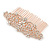 Clear Austrian Crystal Flowers and Twirls Side Hair Comb In Rose Gold Tone - 85mm - view 8