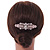 Clear Austrian Crystal Flowers and Twirls Side Hair Comb In Rose Gold Tone - 85mm - view 2
