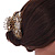 Large Gold Tone Animal Print Acrylic Hair Claw/ Clamp (Black/ Sand) - 95mm Long - view 4