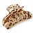 Large Gold Tone Animal Print Acrylic Hair Claw/ Clamp (Brown/ Beige) - 95mm Long