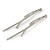 Pair Of Long Clear Crystal 'Daisy' Hair Slides In Silver Tone Metal - 90mm L