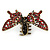 Vintage Inspired Red Crystal Butterfly with Mobile Wings Hair Claw In Antique Gold Tone - 85mm Across - view 9