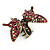 Vintage Inspired Magenta Crystal Butterfly with Mobile Wings Hair Claw In Antique Gold Tone - 85mm Across - view 8