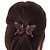 Vintage Inspired Magenta Crystal Butterfly with Mobile Wings Hair Claw In Antique Gold Tone - 85mm Across - view 4