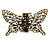 Vintage Inspired Clear Crystal Butterfly with Mobile Wings Hair Claw In Antique Gold Tone - 85mm Across - view 8