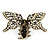 Vintage Inspired Clear Crystal Butterfly with Mobile Wings Hair Claw In Antique Gold Tone - 85mm Across - view 9