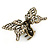 Vintage Inspired Clear Crystal Butterfly with Mobile Wings Hair Claw In Antique Gold Tone - 85mm Across - view 10