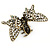 Vintage Inspired Clear Crystal Butterfly with Mobile Wings Hair Claw In Antique Gold Tone - 85mm Across - view 6