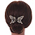Vintage Inspired Clear Crystal Butterfly with Mobile Wings Hair Claw In Antique Gold Tone - 85mm Across - view 2